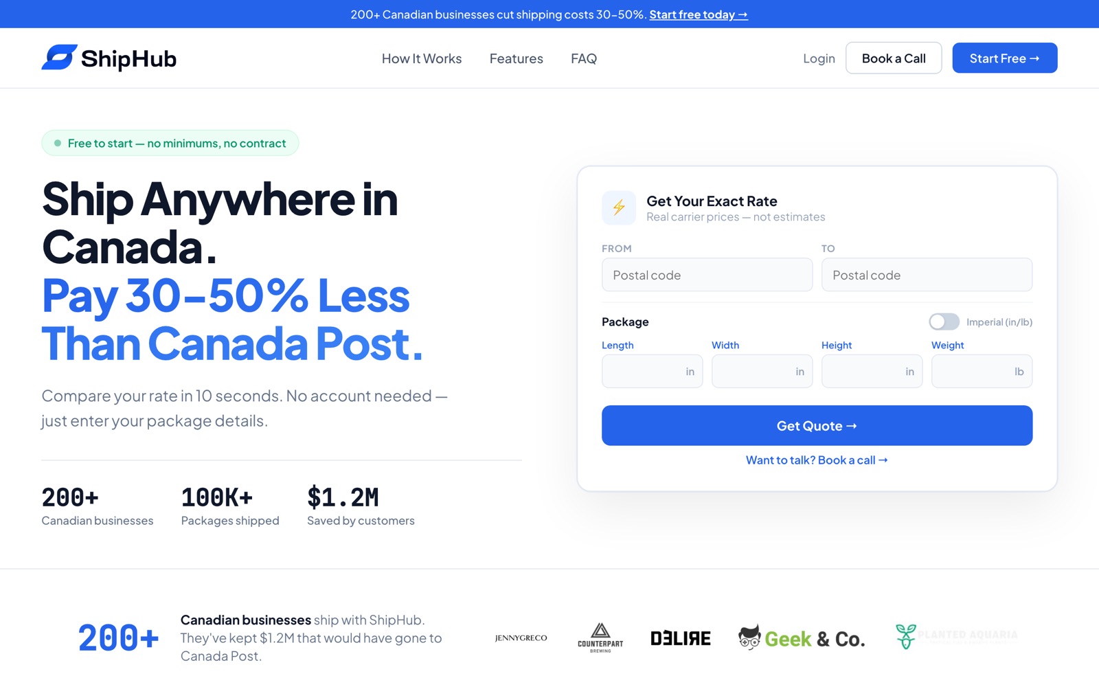ShipHub.ai — 200+ Canadian businesses, 100K+ packages shipped, $1.2M saved