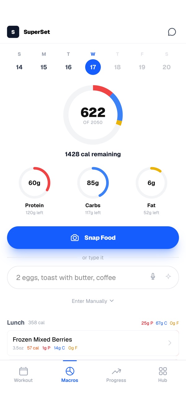 Macro tracking and food logging