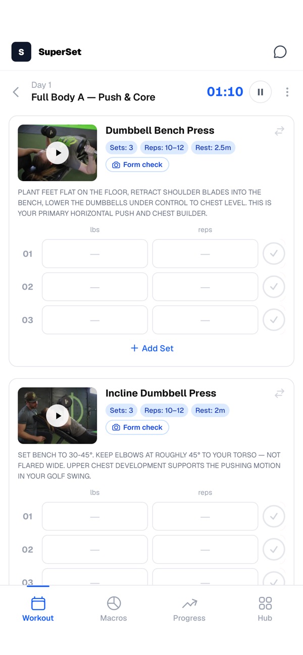 Exercise with form video and timer